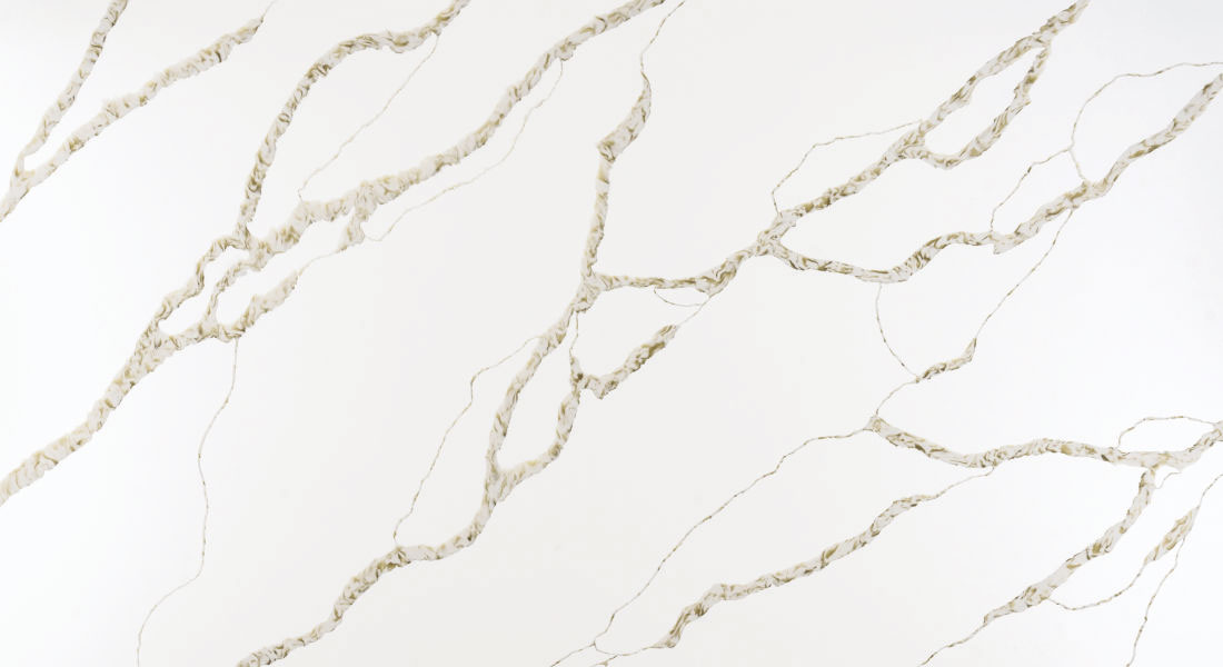 Calacatta Claudia Paradigm quartz slab detail in Jaipur — KAVITA Stone Boutique