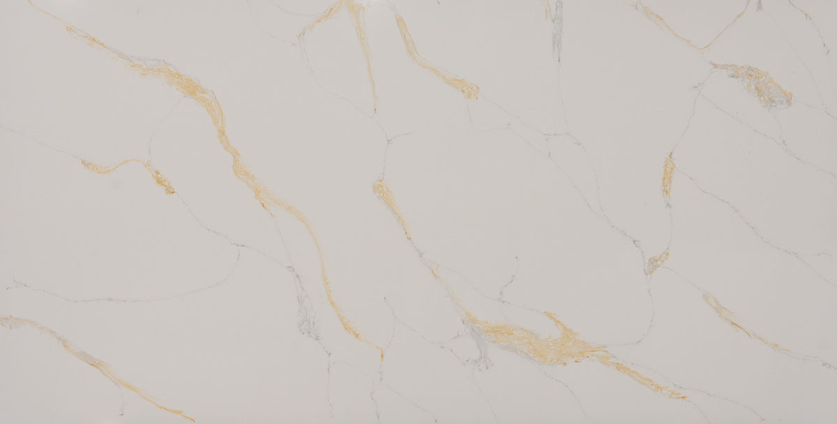 Dijion Gold Paradigm quartz slab detail in Jaipur — KAVITA Stone Boutique